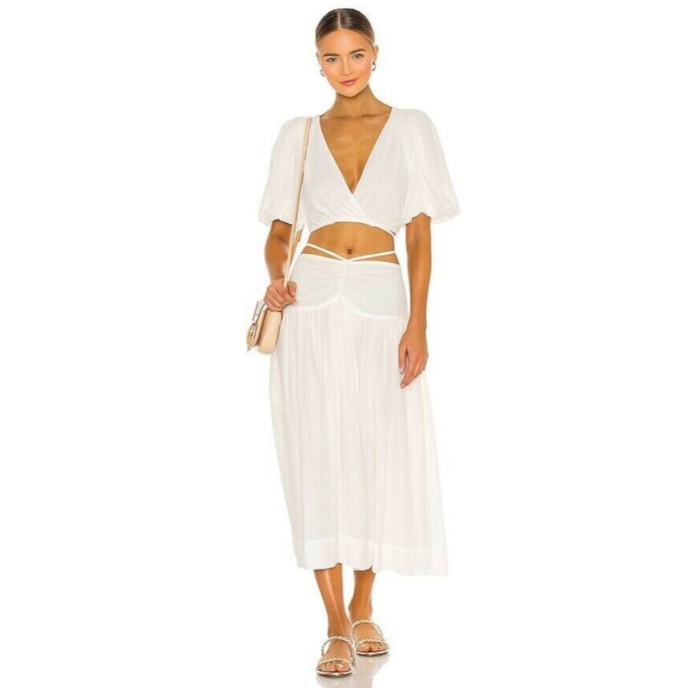 JONATHAN SIMKHAI Katya Skirt White Maxi Boho Resort 4 NWOT $445